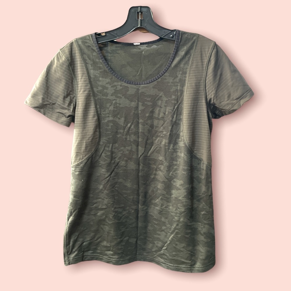 Lululemon Run For Days Shirt Sleeve Deep Camo Print Yoga Activewear Top